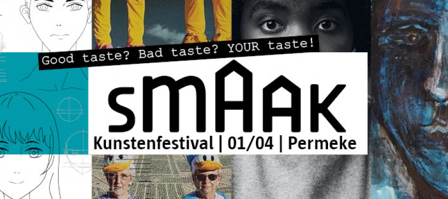 collage van beelden met daarop de tekst: Good taste? Bad taste? Your taste! Smaak kunstenfestival 1/4 Permeke